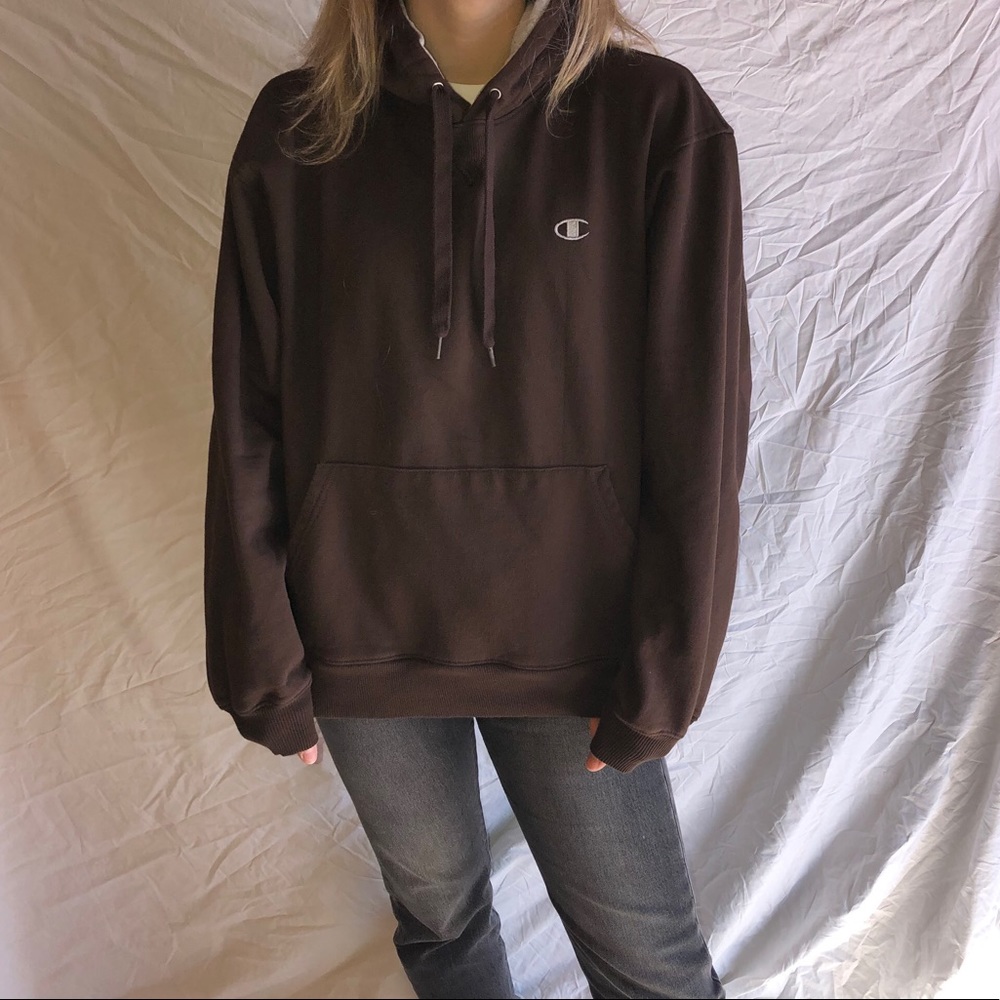brown champion hoodie !